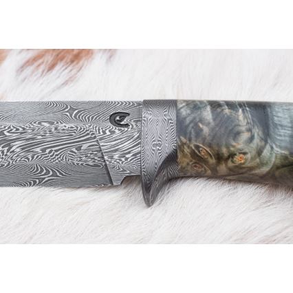 Охотничий нож из дамасской стали 14 см каштан