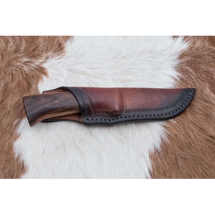 Охотничий нож из дамасской стали 9,7 см орех/клен