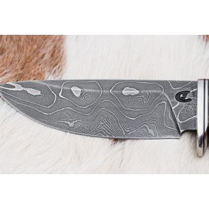 Охотничий нож из дамасской стали 9,7 см орех/клен