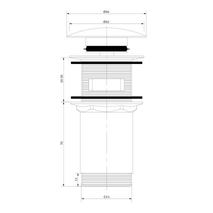 OMNIRES A706CPB - Слив для раковины CLICK-CLACK диаметр 6,6 см матовый медный