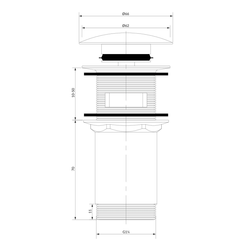 OMNIRES A706CPB - Слив для раковины CLICK-CLACK диаметр 6,6 см матовый медный