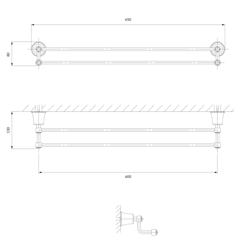 OMNIRES AL53226CR - Держатель для полотенец ART LINE 65 см блестящий хром
