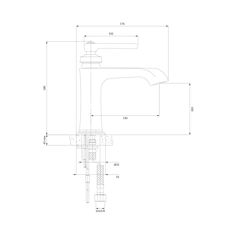 OMNIRES AM5210CR - Змішувач для умивальника ARMANCE 18 см глянцевий хром