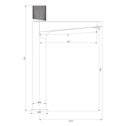 OMNIRES CT8012AT - Змішувач для умивальника CONTOUR 31,2 см шліфований антрацит