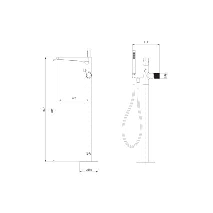 OMNIRES CT8033CR - Отдельно стоящий гарнитур для ванны со смесителем CONTOUR блестящий хром