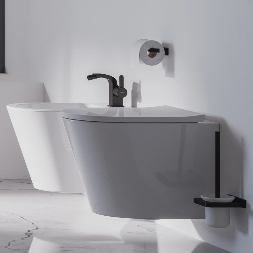 OMNIRES DA70620BL - Настінний йоржик для унітазу DARLING напівматовий чорний