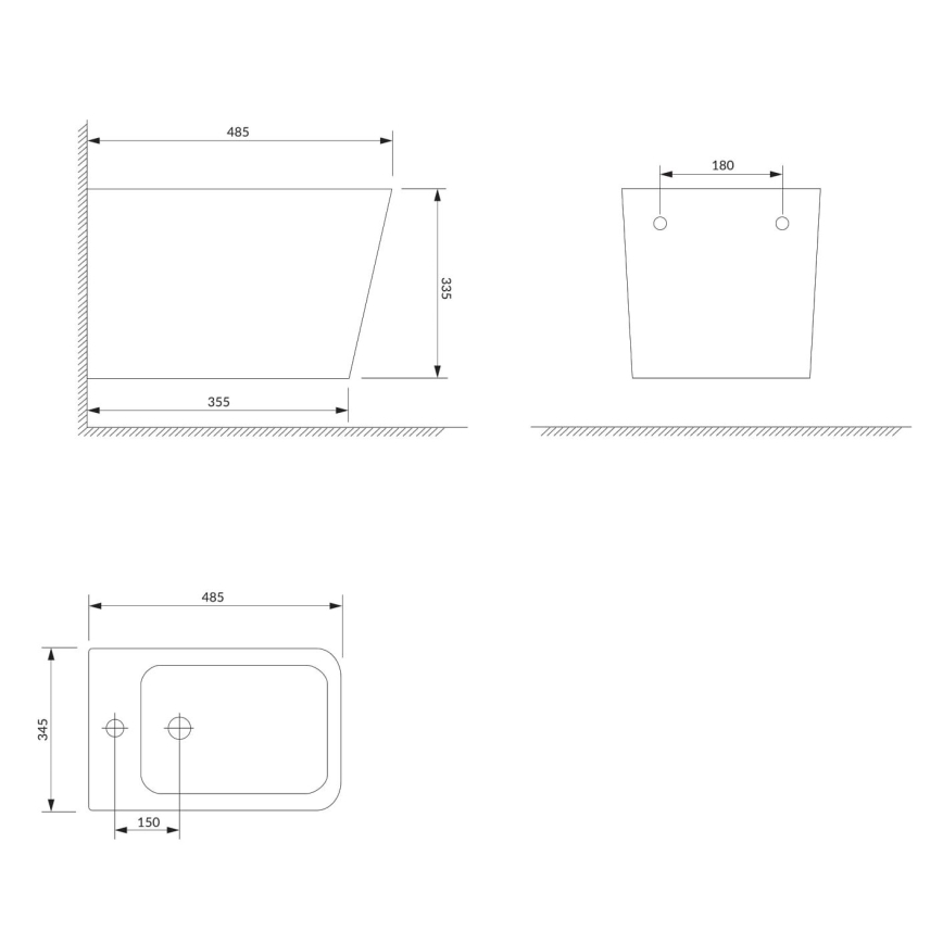 OMNIRES FONTANABIBP - Підвісне біде FONTANA, кераміка/глянцевий білий