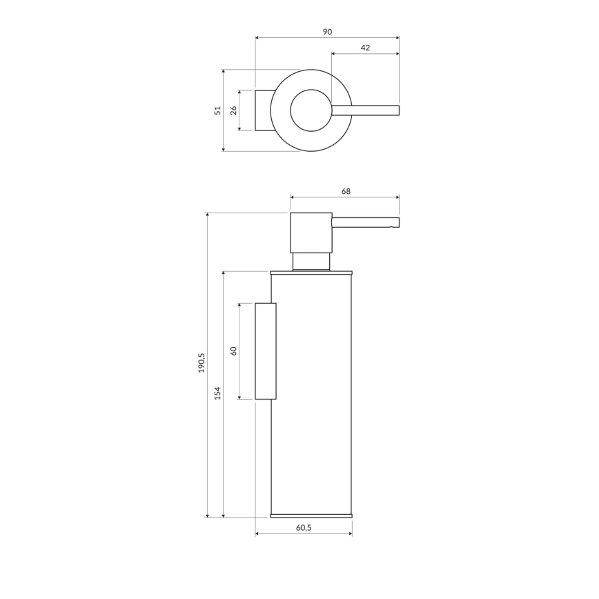 OMNIRES MP60721BL - Настінний дозатор для мила MODERN PROJECT 150 мл матовий чорний
