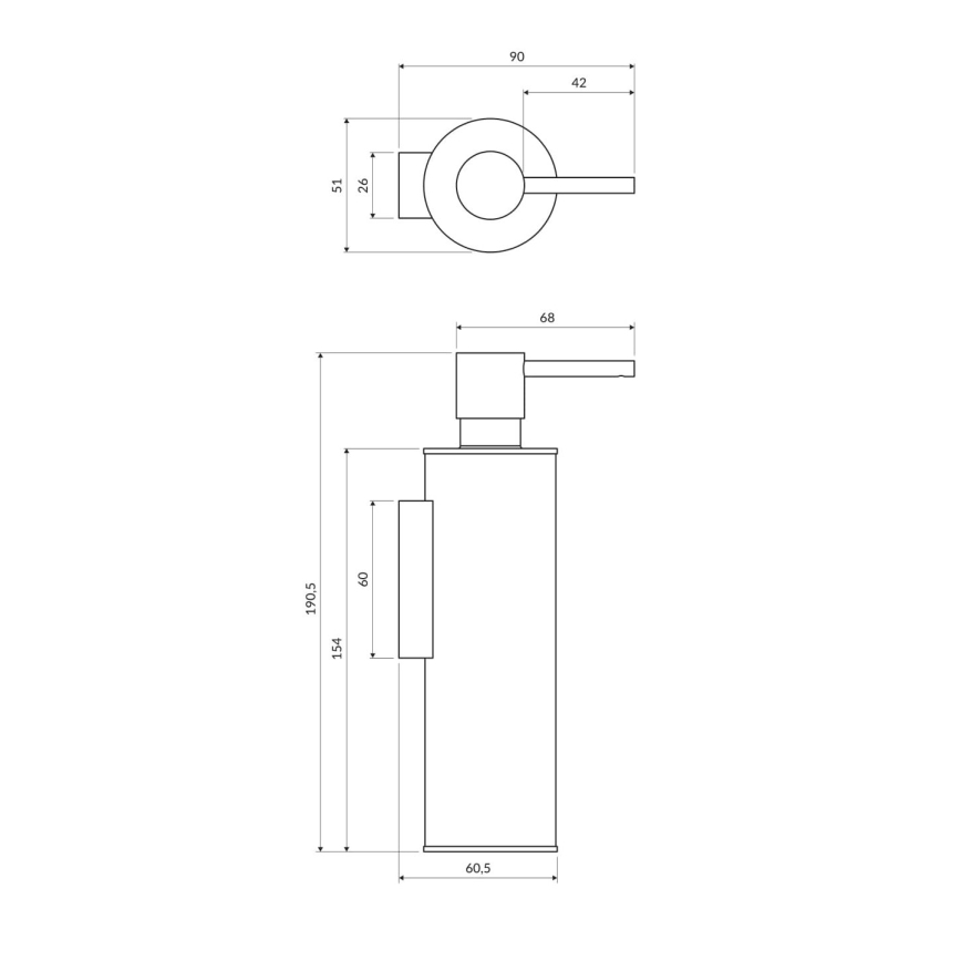 OMNIRES MP60721CR - Настінний дозатор для мила MODERN PROJECT 150 мл глянцевий хром