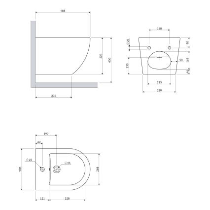 OMNIRES OTTAWABIBP - Підвісне біде OTTAWA кераміка/глянцевий білий