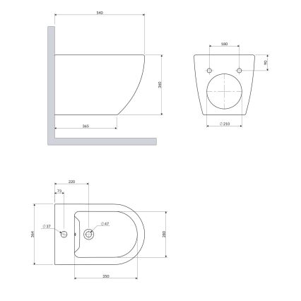 OMNIRES OTTAWACMBIBP - Підвісне біде OTTAWA, кераміка/блискучо-біле
