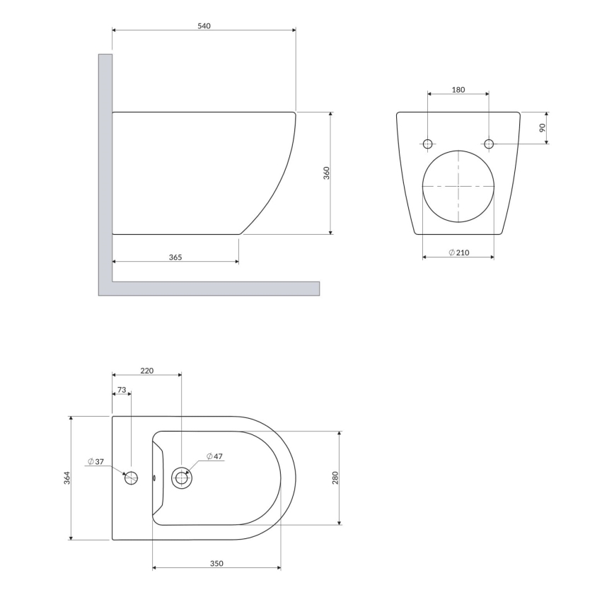 OMNIRES OTTAWACMBIBP - Підвісне біде OTTAWA, кераміка/блискучо-біле