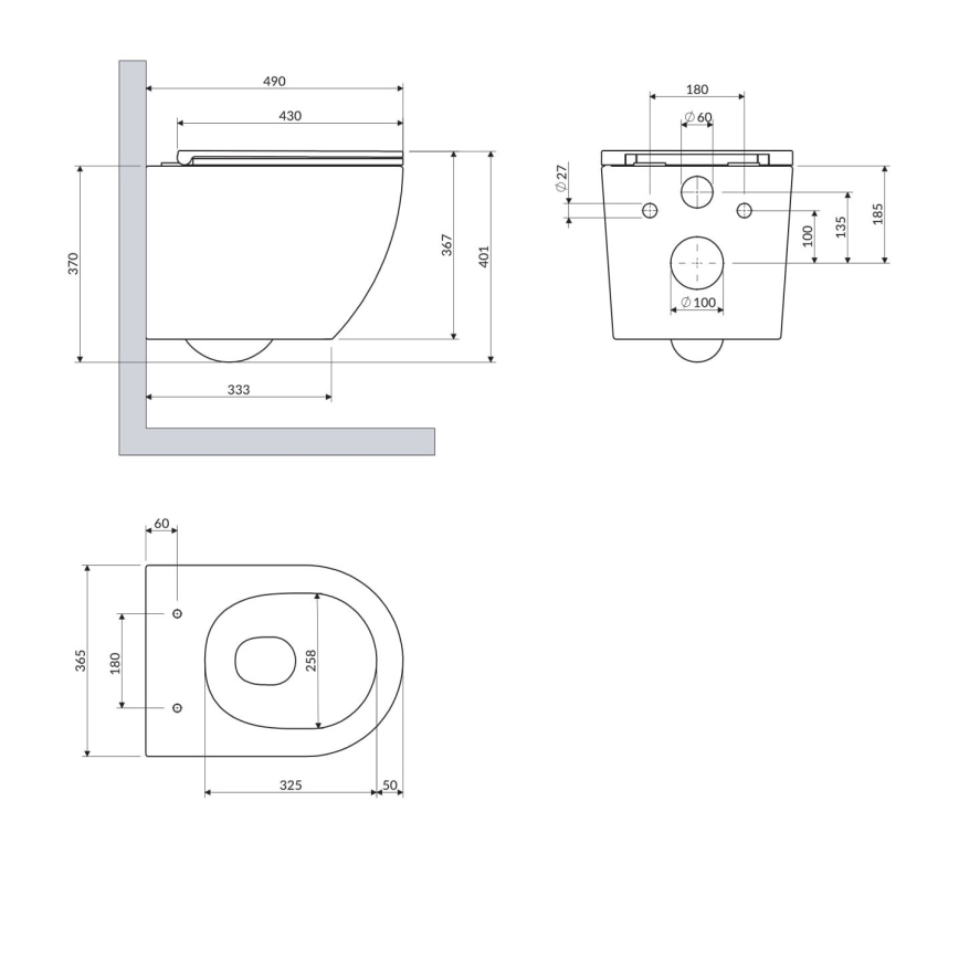 OMNIRES OTTAWASPXMWBM - підвісний унітаз з сидінням SoftClose OTTAWA, кераміка/матова біла