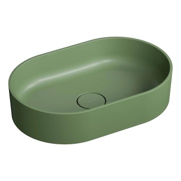 OMNIRES OVOUNOL - Раковина на столешницу OVO 55x36 см доломит/матовый оливковый