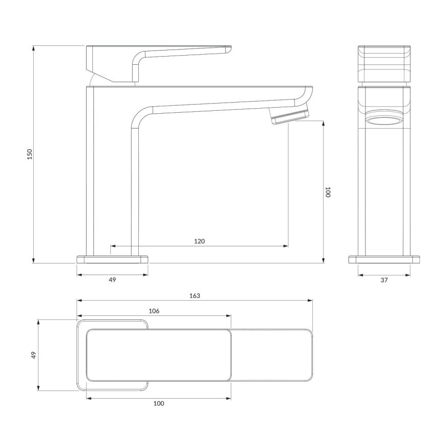 OMNIRES PM7410BL - Змішувач для умивальника PARMA 15 см матовий чорний
