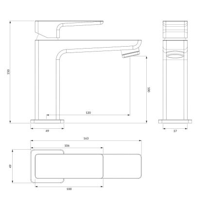 OMNIRES PM7410CRB - Змішувач для умивальника PARMA 15 см блискучий хром/білий