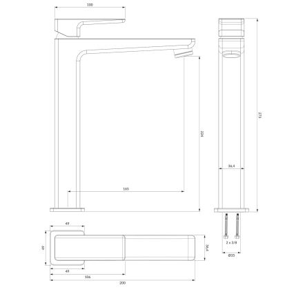 OMNIRES PM7412BL - Смеситель для раковины PARMA 27,3 см матовый черный