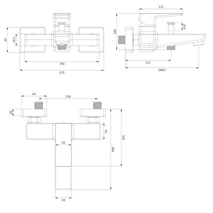OMNIRES PM7430CR - Смеситель для ванны PARMA блестящий хром