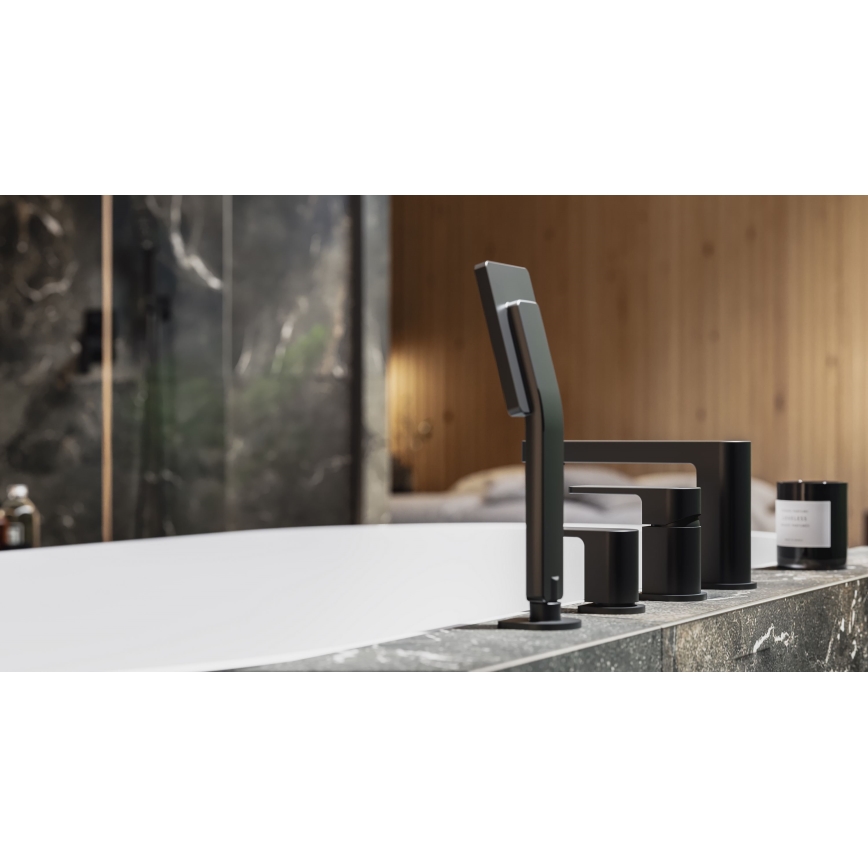 OMNIRES PM7432BL - Смеситель для ванны 4 отверстия PARMA матовый черный