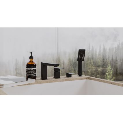 OMNIRES PM7432BL - Смеситель для ванны 4 отверстия PARMA матовый черный