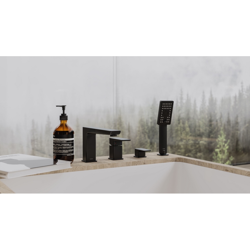 OMNIRES PM7432BL - Смеситель для ванны 4 отверстия PARMA матовый черный