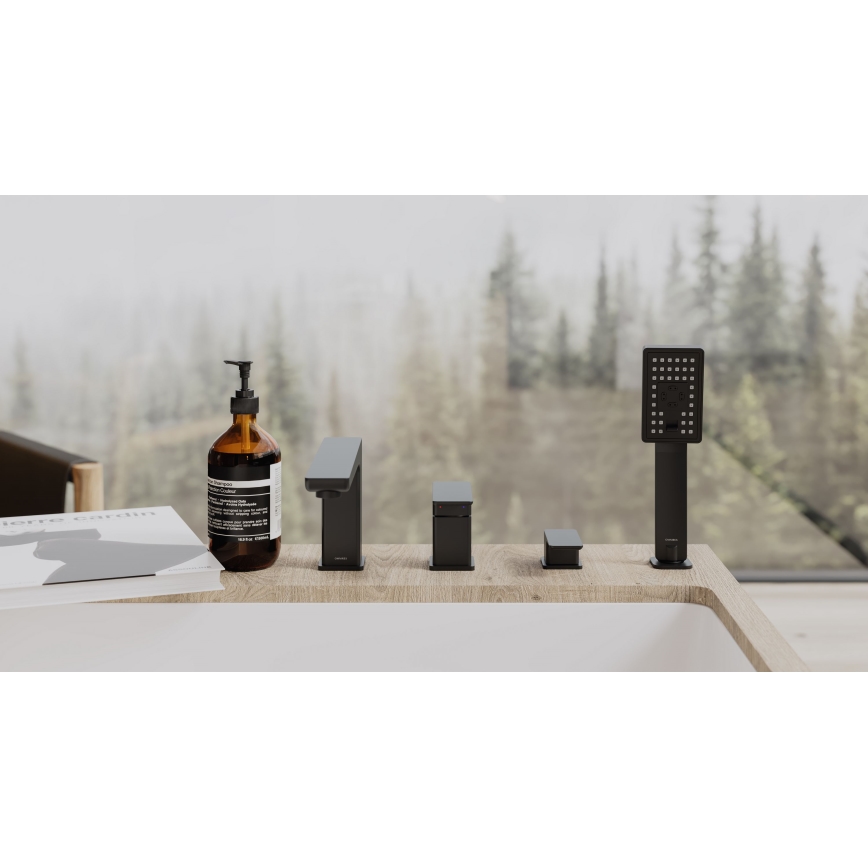 OMNIRES PM7432BL - Смеситель для ванны 4 отверстия PARMA матовый черный