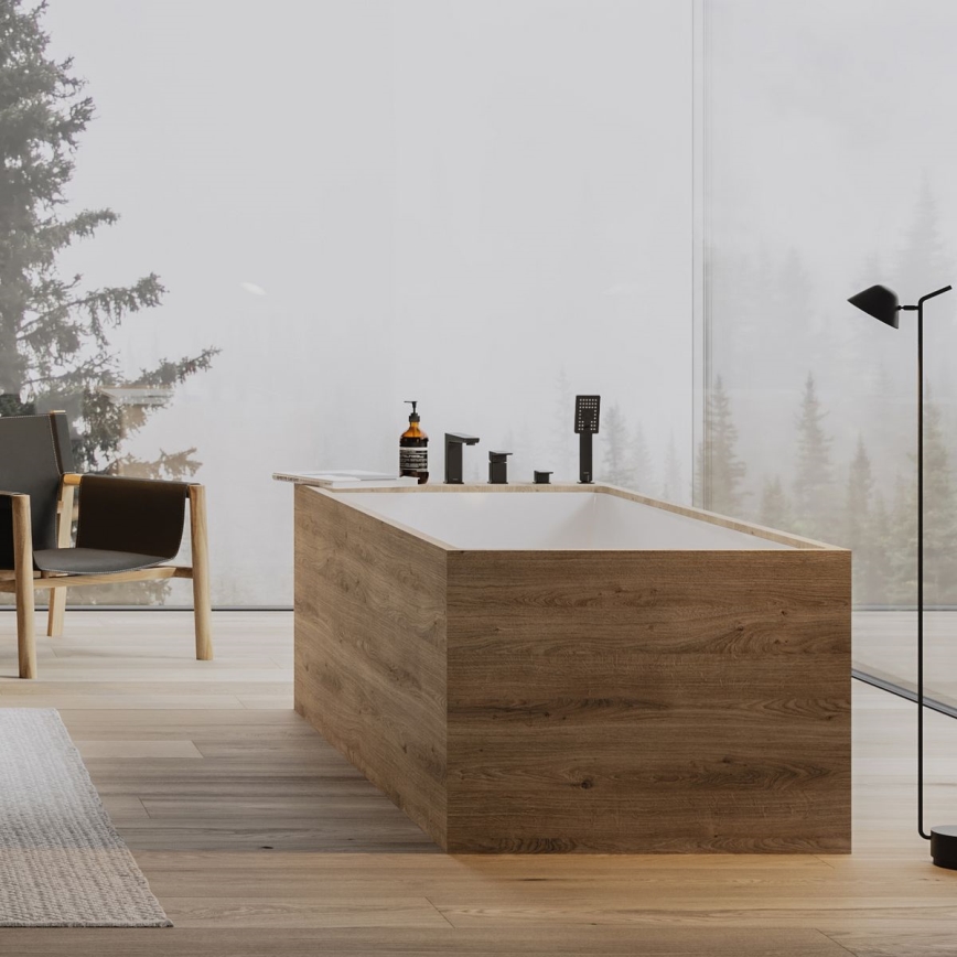 OMNIRES PM7432BL - Смеситель для ванны 4 отверстия PARMA матовый черный