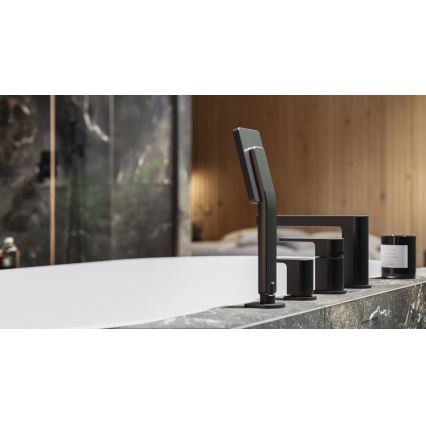 OMNIRES PM7432BL - Смеситель для ванны 4 отверстия PARMA матовый черный