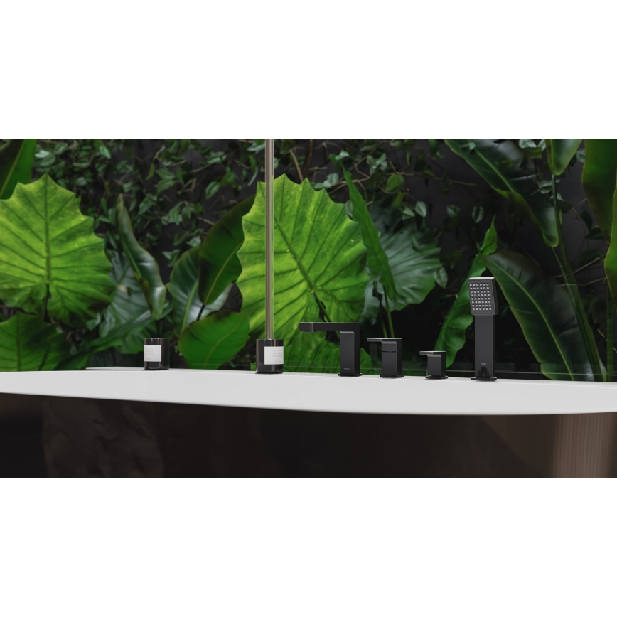 OMNIRES PM7432BL - Смеситель для ванны 4 отверстия PARMA матовый черный