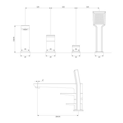 OMNIRES PM7432CR - Змішувач для ванни 4-отвірний PARMA глянцевий хром