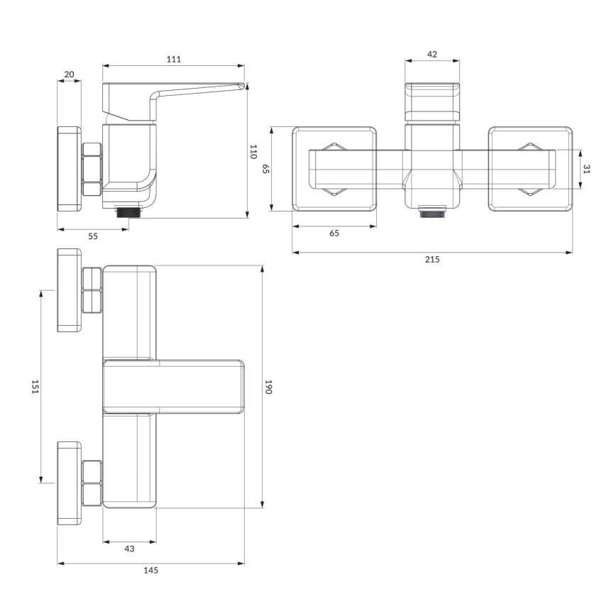 OMNIRES PM7440BL - Смеситель для душа PARMA матовый черный
