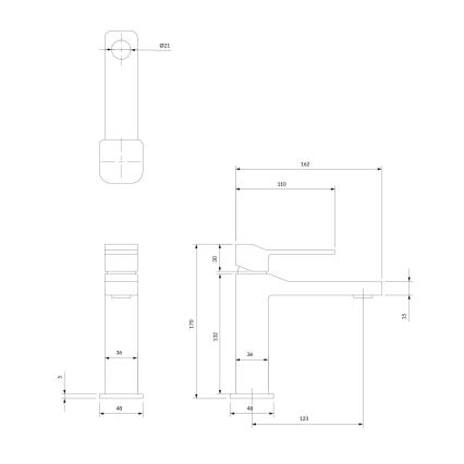 OMNIRES SL7710GR - Змішувач для умивальника SLIDE 17 см полірований графіт