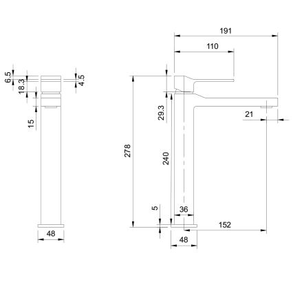 OMNIRES SL7712GR - Змішувач для умивальника SLIDE 27,8 см полірований графіт