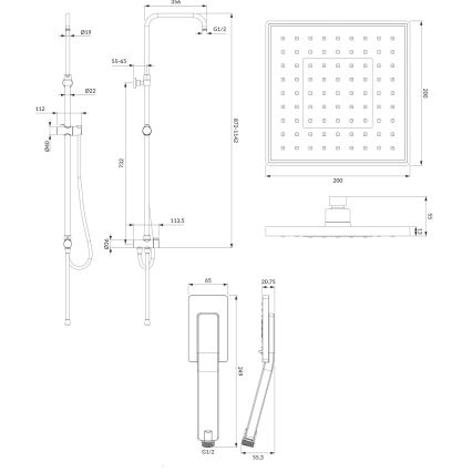 OMNIRES SYSJIMJIMBL - Душовий комплект JIMJIM матовий чорний