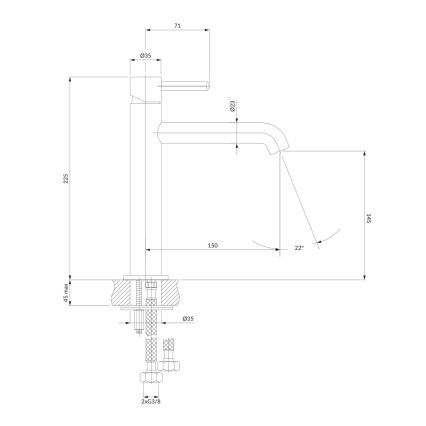 OMNIRES Y1212CCR - Змішувач для умивальника Y 22,5 см глянцевий хром
