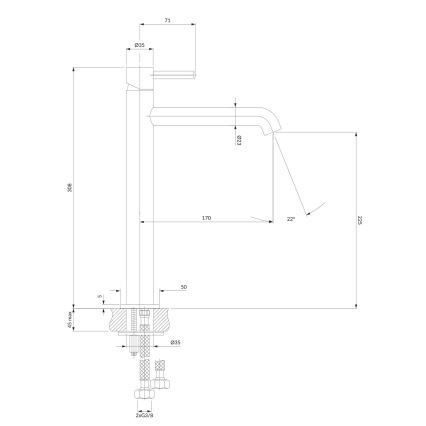 OMNIRES Y1212CP - Змішувач для умивальника Y 30,8 см глянцевий мідь