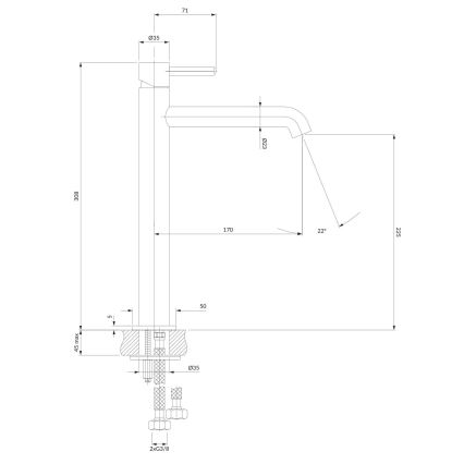 OMNIRES Y1212NI - Змішувач для умивальника Y 30,8 см полірований нікель