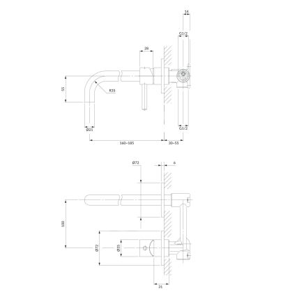 OMNIRES Y1215HCR - Змішувач для умивальника для прихованого монтажу Y блискучий хром