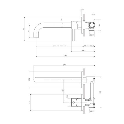 OMNIRES Y1215HLBL - Змішувач для умивальника для прихованого монтажу Y напівматовий чорний