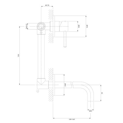 OMNIRES Y1215NCR - Змішувач для умивальника для прихованого монтажу Y блискучий хром