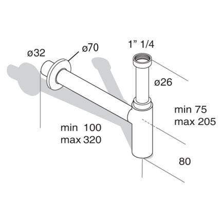 Omp tea - Сифон для раковины MINITOTI DN32 матовый чёрный