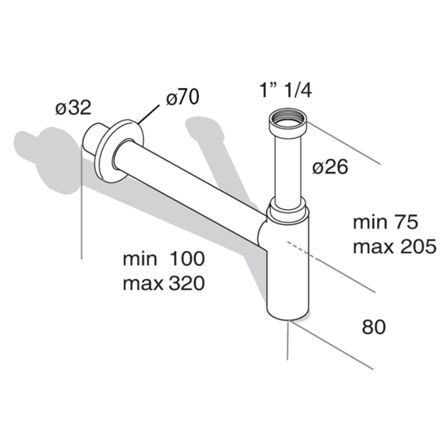 Омп ті - Сифон для умивальника МІНІТОТІ ДН32 матовий чорний