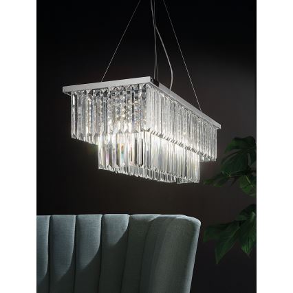 Ondaluce - Хрустальная люстра на тросе DAIQUIRI 8xE14/10W/230V глянцевый хром