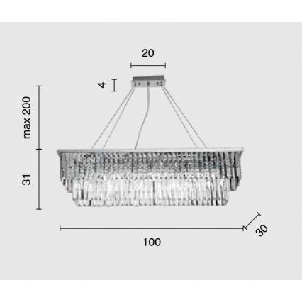 Ondaluce - Хрустальная люстра на тросе DAIQUIRI 8xE14/10W/230V глянцевый хром