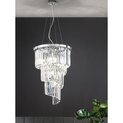 Ondaluce - Элегантная хрустальная люстра на тросе ALEXANDER 7xE14/10W/230V, диам. 40 см, полированный хром