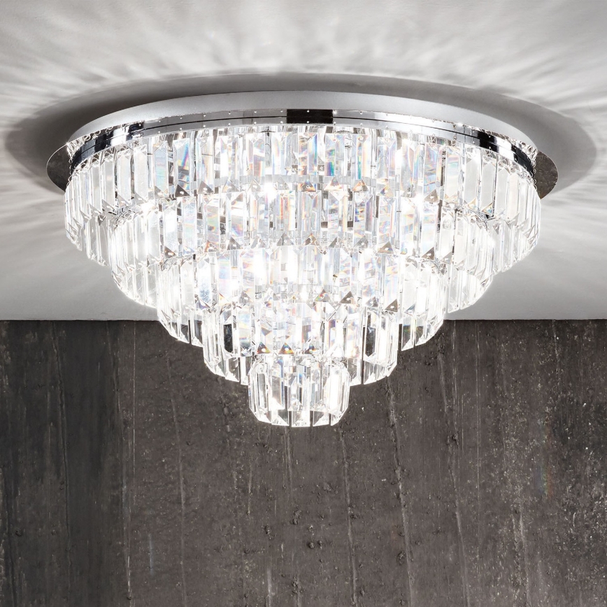 Ondaluce - Хрустальная потолочная люстра CASTLE 12xG9/7W/230V диаметр 60 см полированный хром