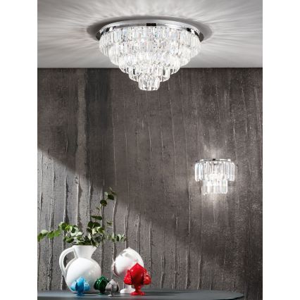 Ondaluce - Хрустальная потолочная люстра CASTLE 12xG9/7W/230V диаметр 60 см полированный хром