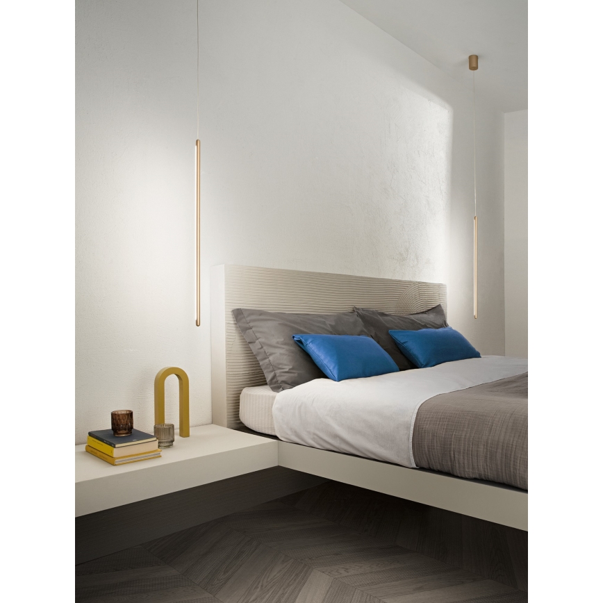 Ondaluce - диммируемая LED-люстра на тросе GENIUS LED/12W/230V, диаметр 1,5 см, золотая