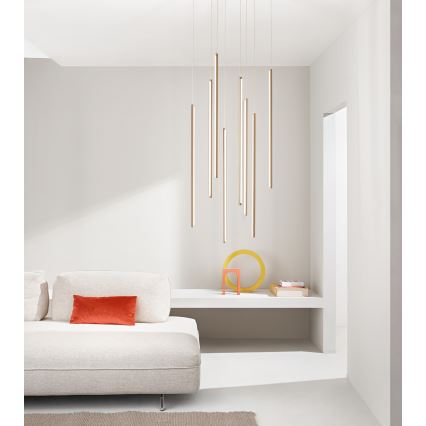 Ondaluce - диммируемая LED-люстра на тросе GENIUS LED/12W/230V, диаметр 1,5 см, золотая