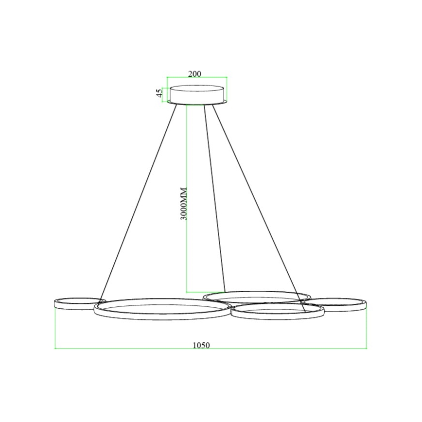 Ondaluce - диммируемая LED-люстра на тросе POIS LED/60W/230V, золотая